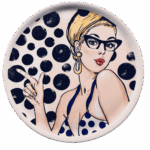 Piatto pizza in ceramaca volti pin-up girls Sartoria Luminarie Bologna