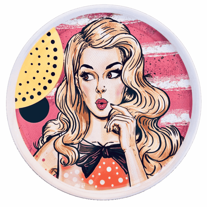 Piatto pizza in ceramaca volti pin-up girls Sartoria Luminarie Bologna