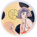 Piatto pizza in ceramaca volti pin-up girls Sartoria Luminarie Bologna