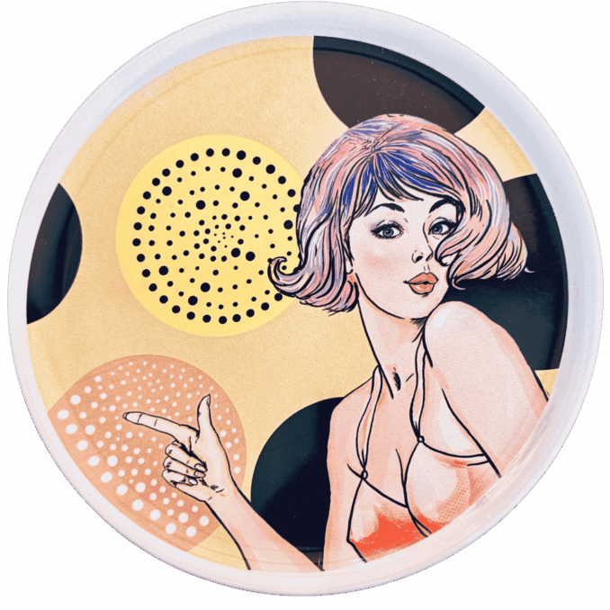 Piatto pizza in ceramaca volti pin-up girls Sartoria Luminarie Bologna