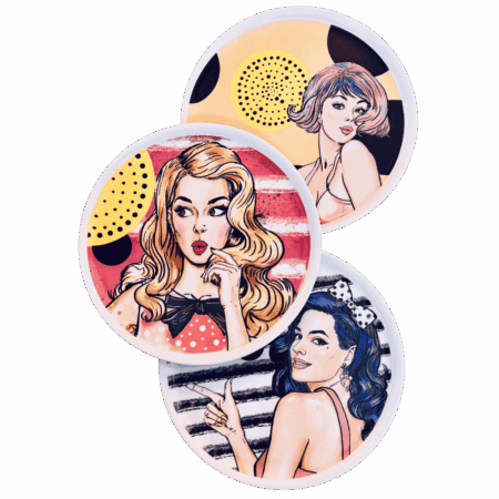 Piatto pizza in ceramaca volti pin-up girls Sartoria Luminarie Bologna