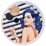 Piatto pizza in ceramaca volti pin-up girls Sartoria Luminarie Bologna