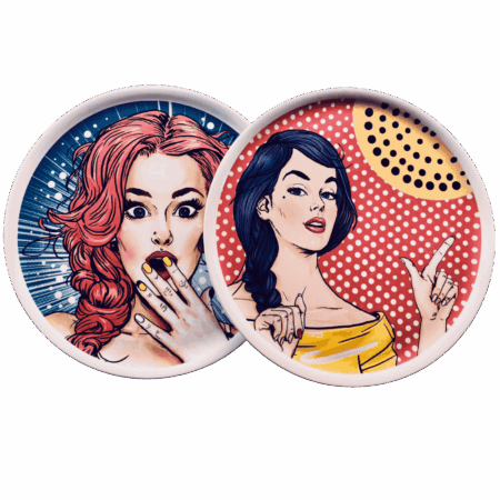 Piatto pizza in ceramaca volti pin-up girls Sartoria Luminarie Bologna