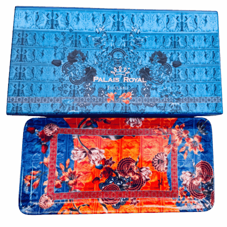 Vassoio rettangolare disegno foulard orange in porcellana sartoria luminarie Bologna
