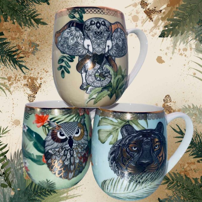 Tazza mug animali elefante in porcellana Sartoria luminarie Bologna