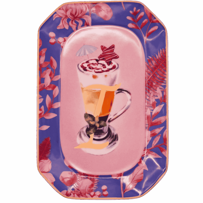 Vassoietto HAPPY HOUR LETTERA I IN PORCELLANA Sartoria Luminarie Bologna