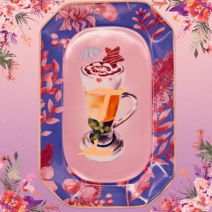 Vassoietto HAPPY HOUR LETTERA I IN PORCELLANA Sartoria Luminarie Bologna