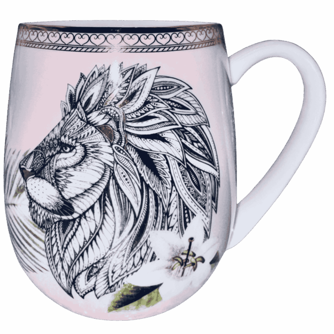 Tazza mug animali leone in porcellana Sartoria luminarie Bologna