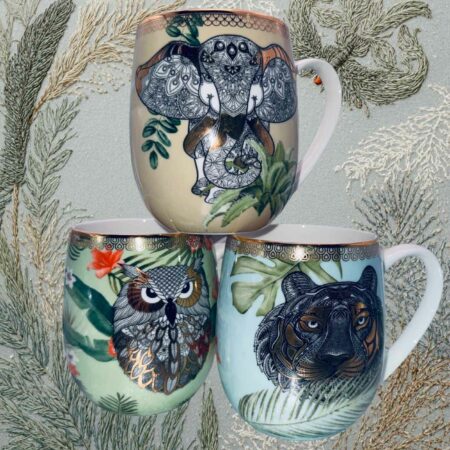 Tazza mug animali tucano in porcellana Sartoria luminarie Bologna