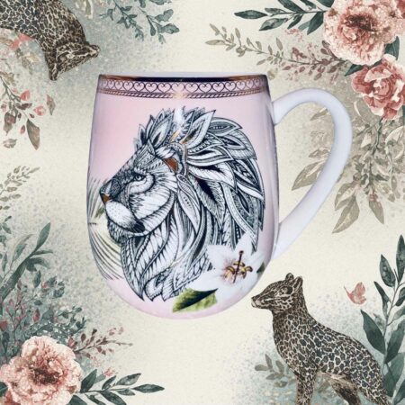 Tazza mug animali leone in porcellana Sartoria luminarie Bologna