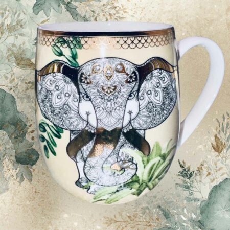 Tazza mug animali elefante in porcellana Sartoria luminarie Bologna