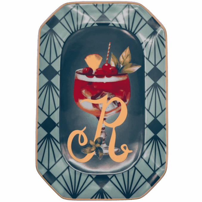 Vassoietto HAPPY HOUR LETTERA R IN PORCELLANA Sartoria Luminarie Bologna