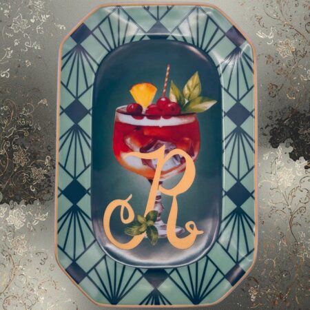 Vassoietto HAPPY HOUR LETTERA R IN PORCELLANA Sartoria Luminarie Bologna