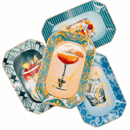 Vassoietto HAPPY HOUR LETTERA  IN PORCELLANA Sartoria Luminarie Bologna