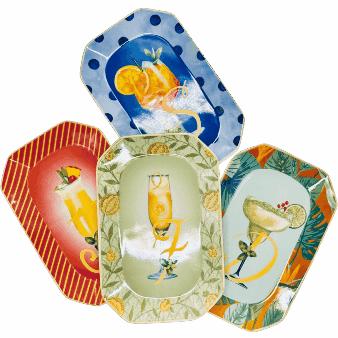 Vassoietto HAPPY HOUR LETTERA  IN PORCELLANA Sartoria Luminarie Bologna