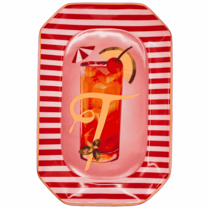 Vassoietto HAPPY HOUR LETTERA T IN PORCELLANA Sartoria Luminarie Bologna