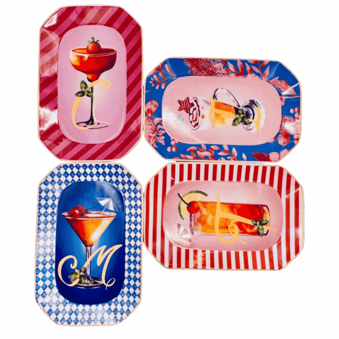 Vassoietto HAPPY HOUR LETTERA IN PORCELLANA Sartoria Luminarie Bologna