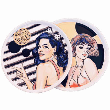 Piatto pizza in ceramaca volti pin-up girls Sartoria Luminarie Bologna