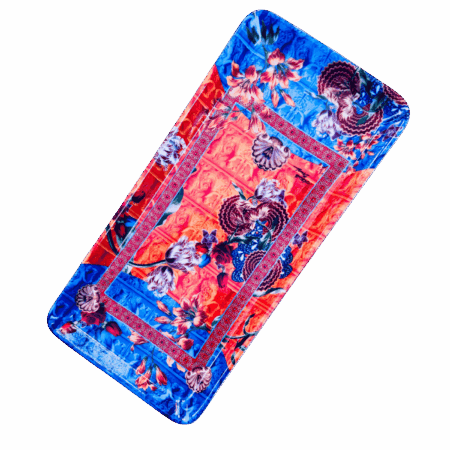 Vassoio rettangolare disegno foulard orange in porcellana sartoria luminarie Bologna