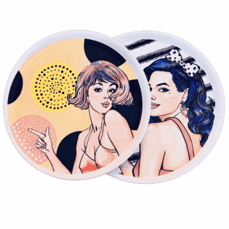 Piatto pizza in ceramaca volti pin-up girls Sartoria Luminarie Bologna