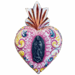 Cuore Oaxaca con Madonna di Guadalupe dipinto a mano Sartoria Luminarie Bologna