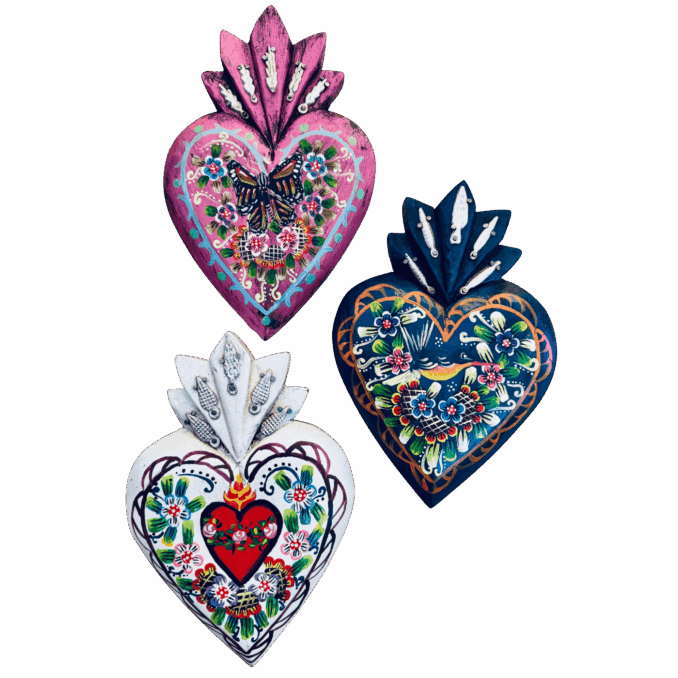 Cuore Uruapan multicolor  dipinto a mano Sartoria Luminarie Bologna