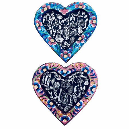 Cuore di malta con Milagros Messicani color Blu Sartoria Luminarie Bologna