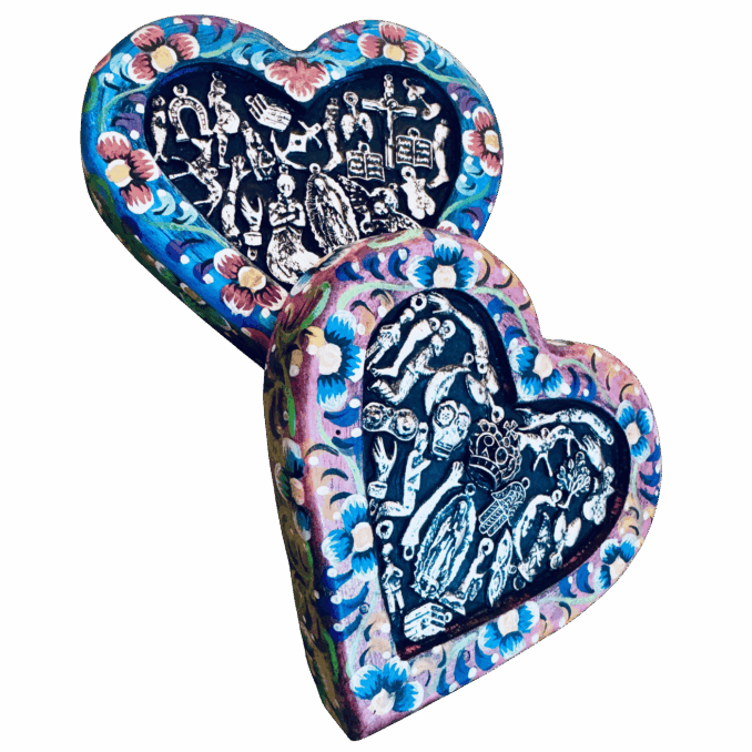Cuore di malta con Milagros Messicani color Blu Sartoria Luminarie Bologna