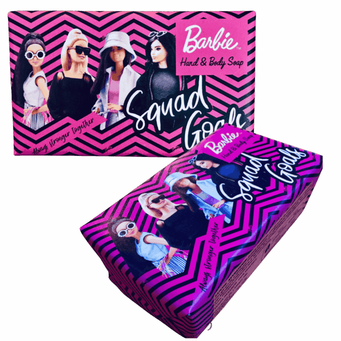 Saponi BARBIE prodotti di cura e bellezza, hand and body da Sartoria Luminarie a Bologna.