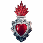 Cuore grande rosso e argento in latta Sartoria luminarie Bologna