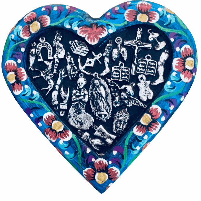Cuore di malta con Milagros Messicani color Blu Sartoria Luminarie Bologna