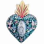 Cuore Oaxaca con Madonna di Guadalupe dipinto a mano Sartoria Luminarie Bologna