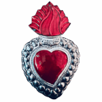 Cuore grande rosso e argento in latta Sartoria luminarie Bologna