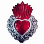 Cuore grande rosso e argento in latta Sartoria luminarie Bologna