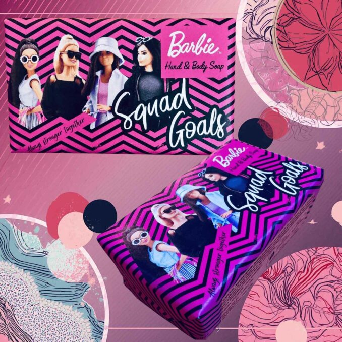 Saponi BARBIE prodotti di cura e bellezza, hand and body da Sartoria Luminarie a Bologna.