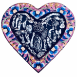 Cuore di malta con Milagros Messicani color rosa Sartoria Luminarie Bologna