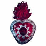 Cuore grande rosso e argento in latta Sartoria luminarie Bologna
