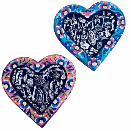 Cuore di malta con Milagros Messicani color rosa Sartoria Luminarie Bologna