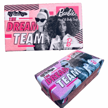 Saponi BARBIE  DREAM TEAM prodotti di cura e bellezza, hand and body da Sartoria Luminarie a Bologna.
