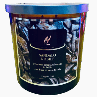 Candela profumata Hypno Casa SANDALO NOBILE da 350 gr - durata 45 ore. Sartoria Luminarie 