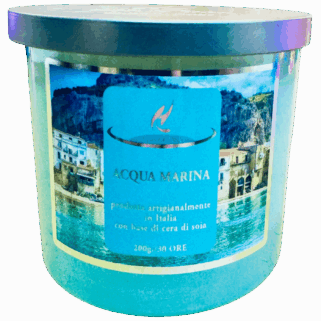 Candela profumata Hypno Casa Acqua Marina da 200 gr - durata 30 ore. Sartoria Luminarie 