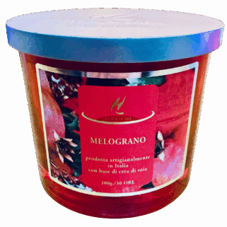 Candela profumata Hypno Casa Melograno da 200 gr - durata 30 ore. Sartoria Luminarie 