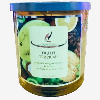 Candela profumata Hypno Casa Frutti Tropicali da 350 gr - durata 45 ore. Sartoria Luminarie 