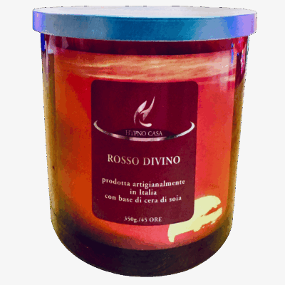 Candela profumata Hypno Casa rosso divino da 350 gr - durata 45 ore. Sartoria Luminarie Bologna