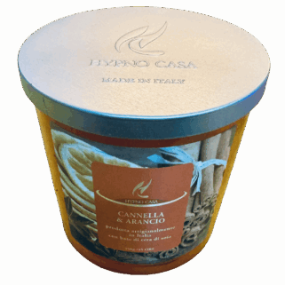 Candela profumata Hypno Casa Cannella e Arancia da 350 gr - durata 45 ore. Sartoria Luminarie 