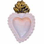 Cuore Ex-voto in ceramica Ropsa cipria dipinto a mano. Sartoria Luminarie