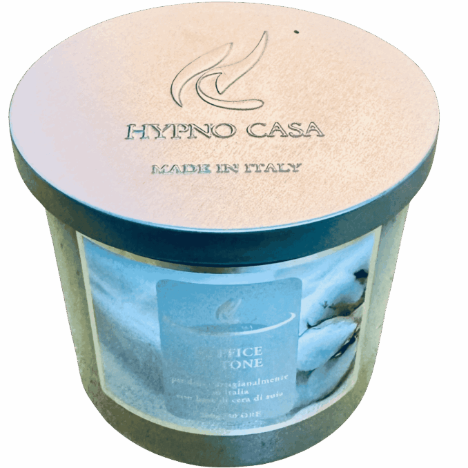 Candela profumata Hypno Casa Soffice Cotone da 200 gr - durata 30 ore. Sartoria Luminarie 