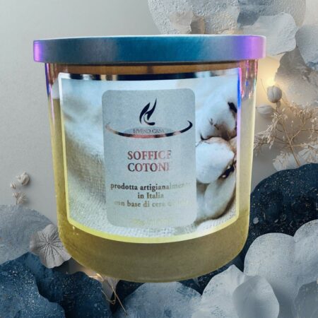 Candela profumata Hypno Casa Soffice Cotone da 200 gr - durata 30 ore. Sartoria Luminarie 