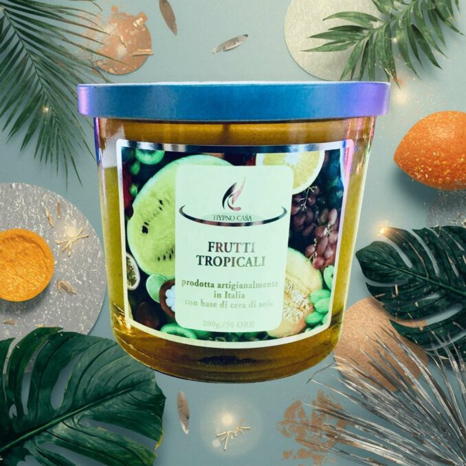 Candela profumata Hypno Casa Frutti Tropicalida 200 gr - durata 30 ore. Sartoria Luminarie 