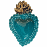 Cuore Ex-voto in ceramica Ropsa cipria dipinto a mano. Sartoria Luminarie